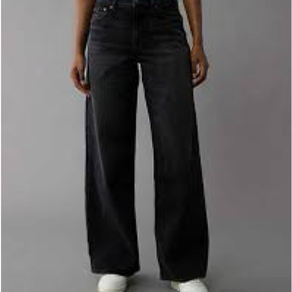 American Eagle Outfitters Black Flare Wide-Leg Jeans